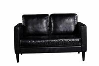 Simple Style 2 Seater Black Vintage Top Grain Leather Sofa For Apartment Living Room