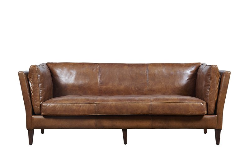 Wooden Frame original color 2seater Vintage Leather Sofa For Home Furniture