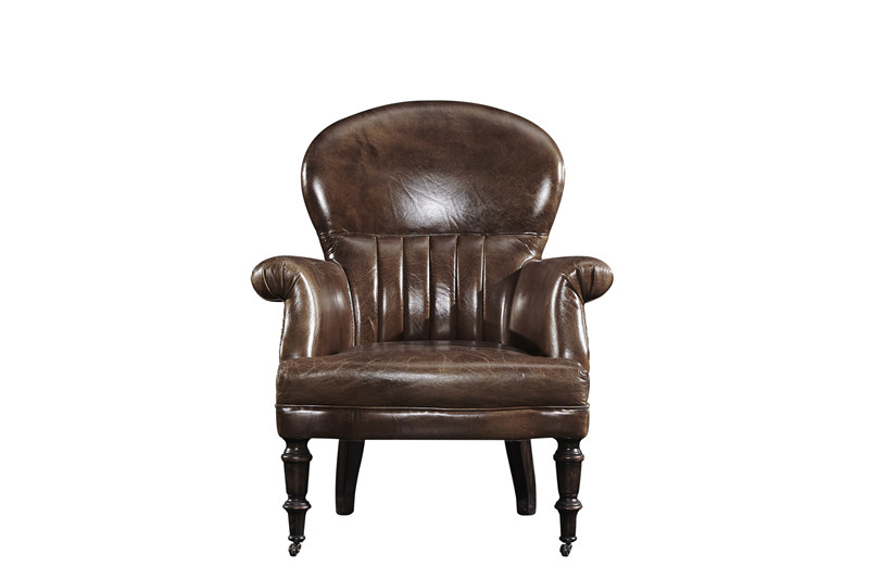 Vintage leather high back armchair