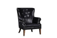 Handmade Black High Back Vintage Leather Armchair For Living Room 5 Years Warranty