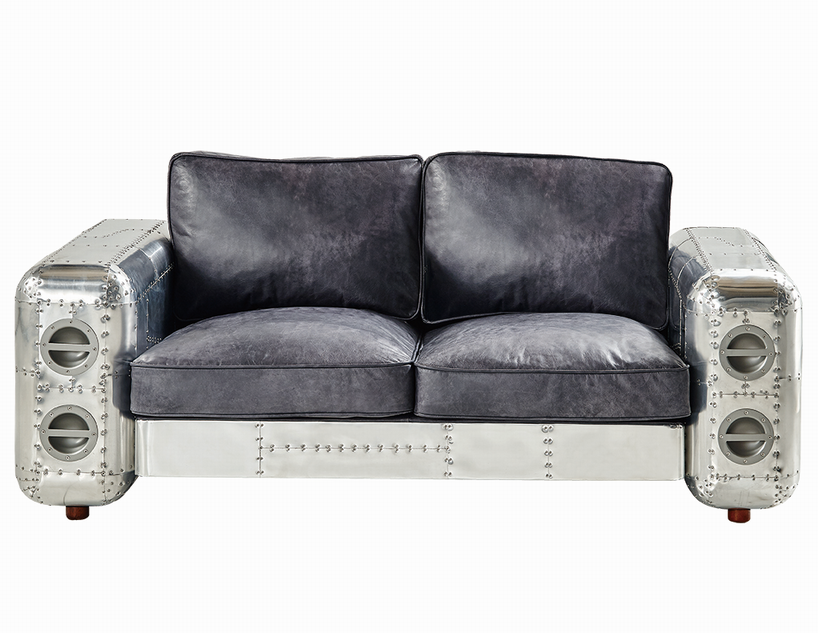Full Handwork Craft Leather Sofa with aluminium back and top grain ox leather cushion