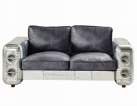 Full Handwork Craft Leather Sofa with aluminium back and top grain ox leather cushion