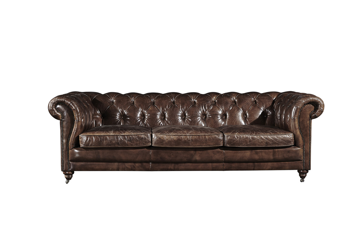 Vintage Cigar Chesterfield Leather Sofa