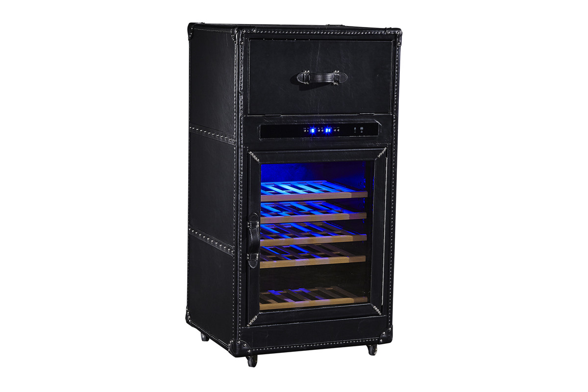 Vintage Black Color Constant Temperature Wine Storage Cabinet With Wheel Legs